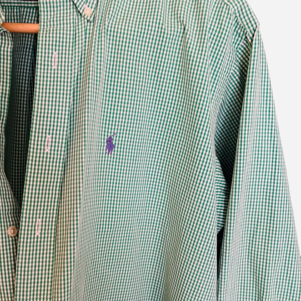 Polo Ralph Lauren Blake, green check long sleeve shirt large - Picture 8 of 9